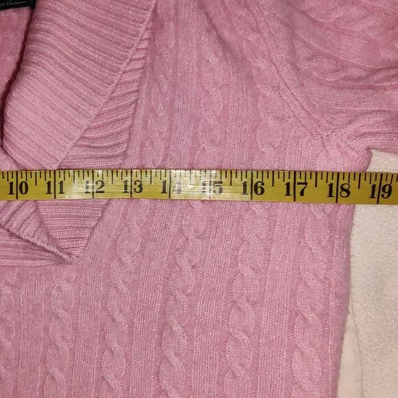 RALPH LAUREN 100% CASHMERE CABLE KNIT SHAWL COLLAR SWEATER PINK SIZE MEDIUM